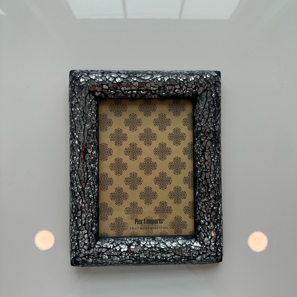 5X7 photo frame with mirror mosaic border. Hang or stand, vertical + horizontal - Picture 2 of 6